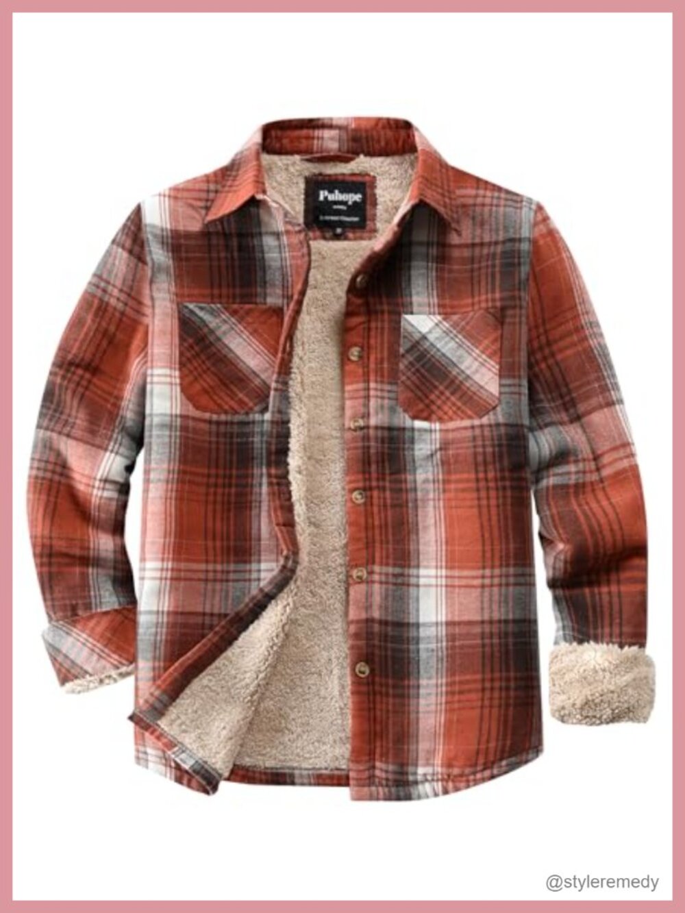 Sherpa Lined Plaid Flannel Shacket Button Down Shirt Jacket